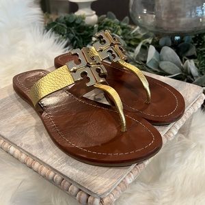 Tory Burch Gold Leather Sandals Size 7.5